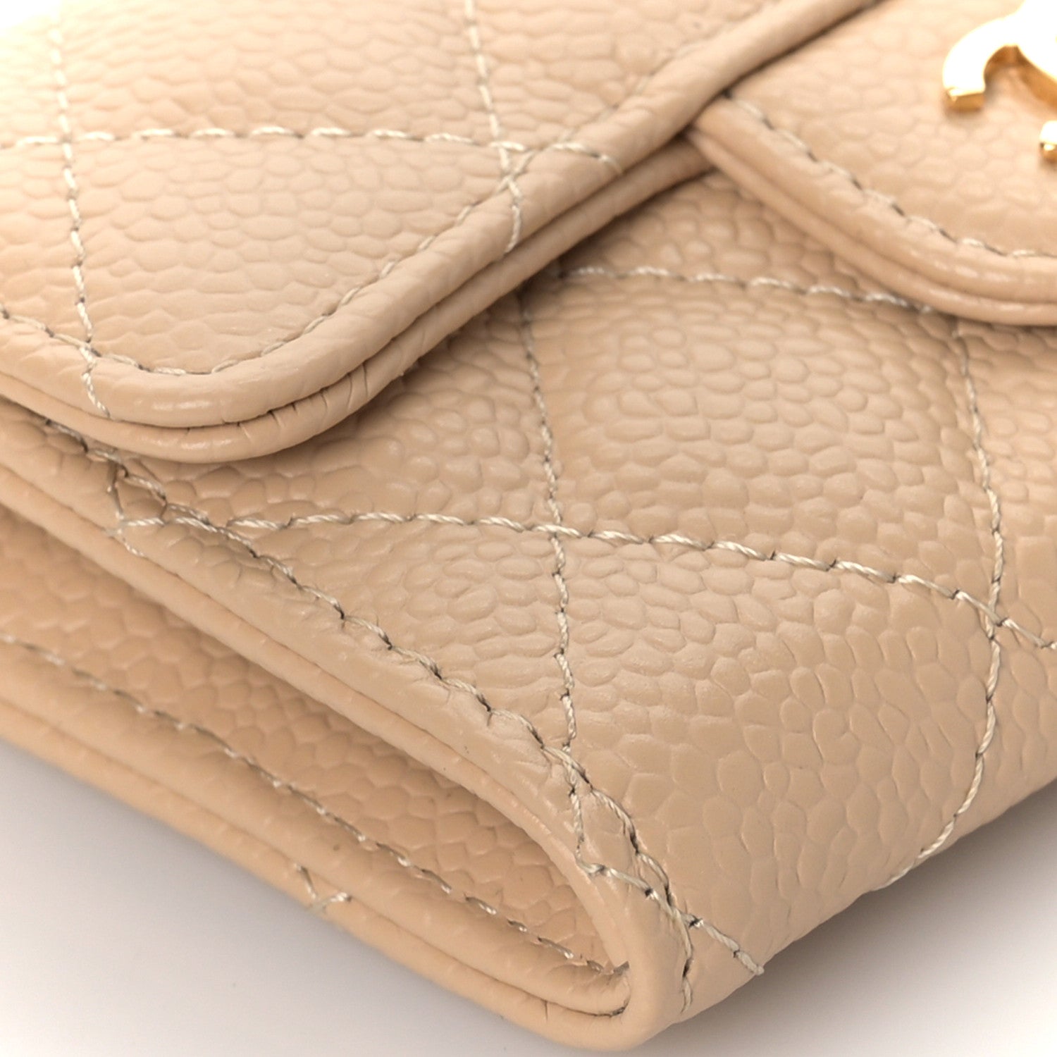 Chanel Caviar Quilted Flap Card Holder Wallet Beige 9 of 11