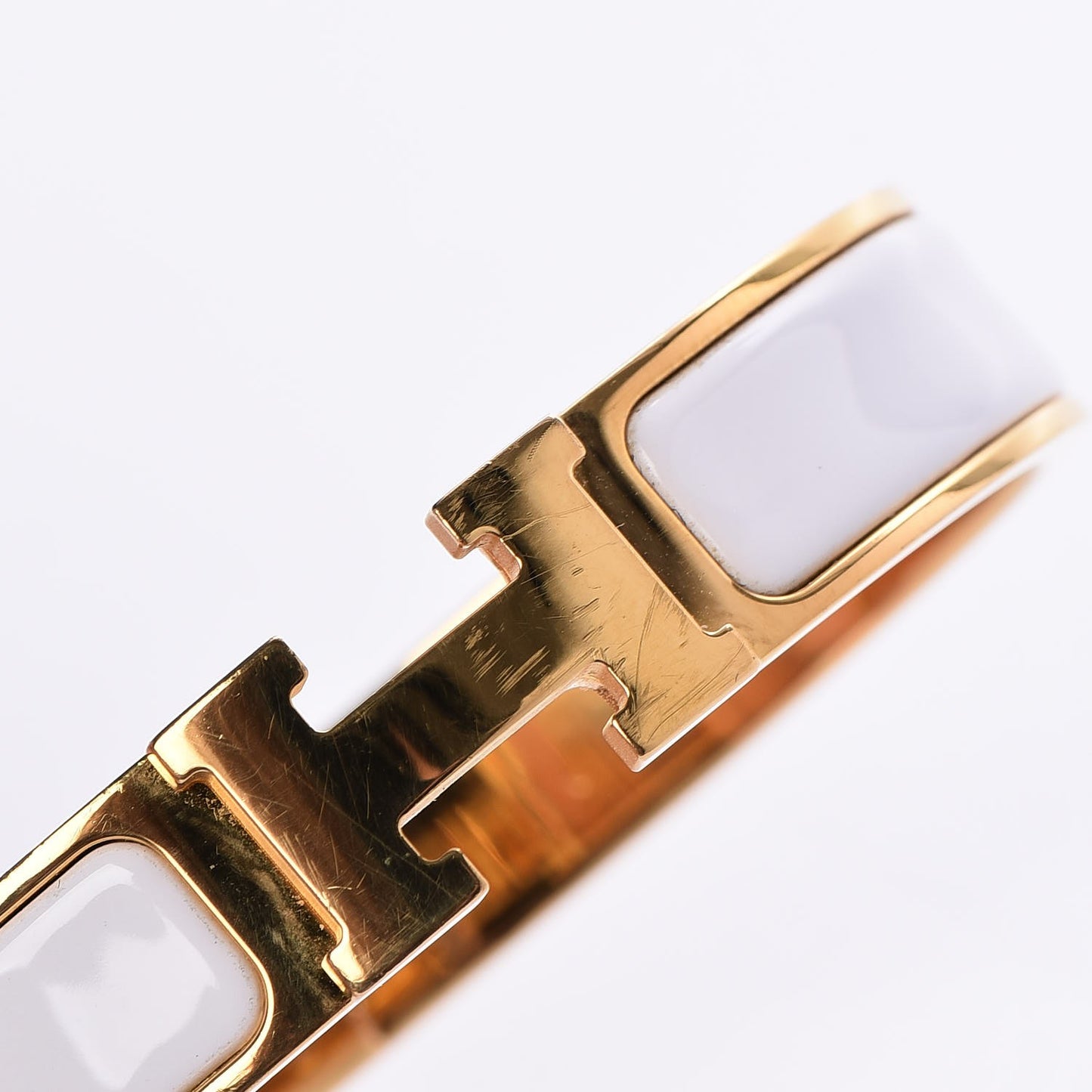Enamel Narrow Clic Clac H Bracelet PM White