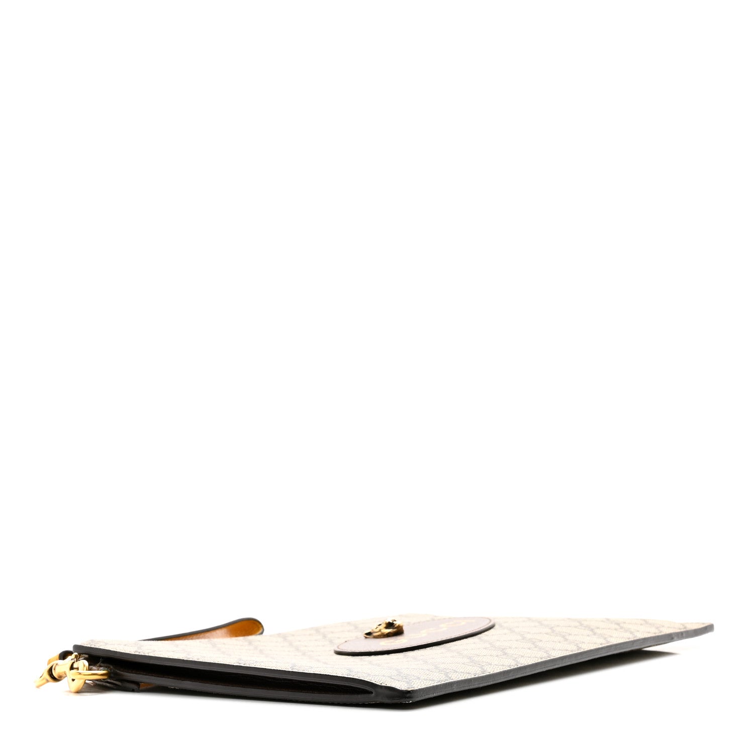 Gucci GG Supreme Monogram Neo Vintage Zip Wristlet Pouch Beige New Acero Crop 4 of 9