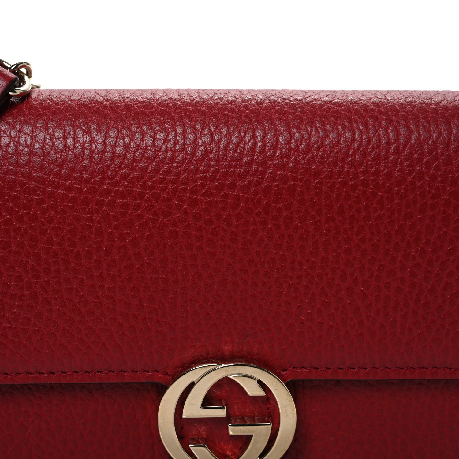 Gucci Dollar Calfskin Interlocking G Chain Wallet Red 7 of 9