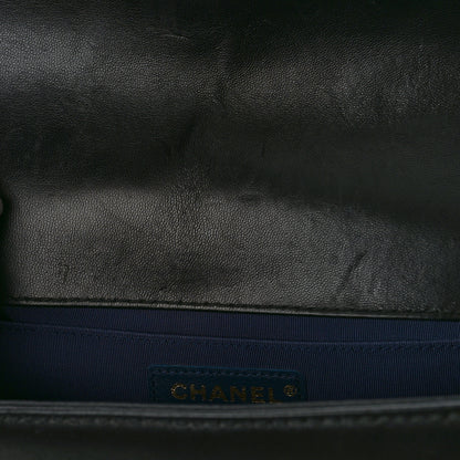Chanel Lambskin Quilted Bi-Color Medium Boy Flap Black Navy 10 of 12