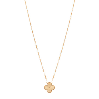 Van Cleef & Arpels 18K Yellow Gold Guilloche Vintage Alhambra Pendant Necklace 1 of 5