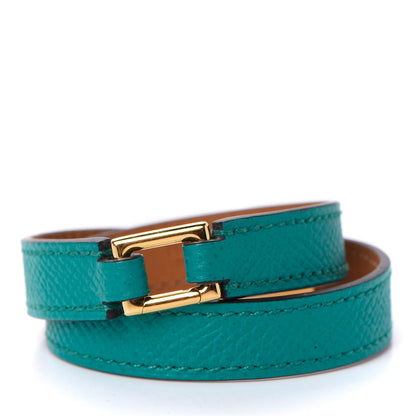 Hermes Epsom Rivale Double Tour Bracelet XS Bleu Paon 3 of 6
