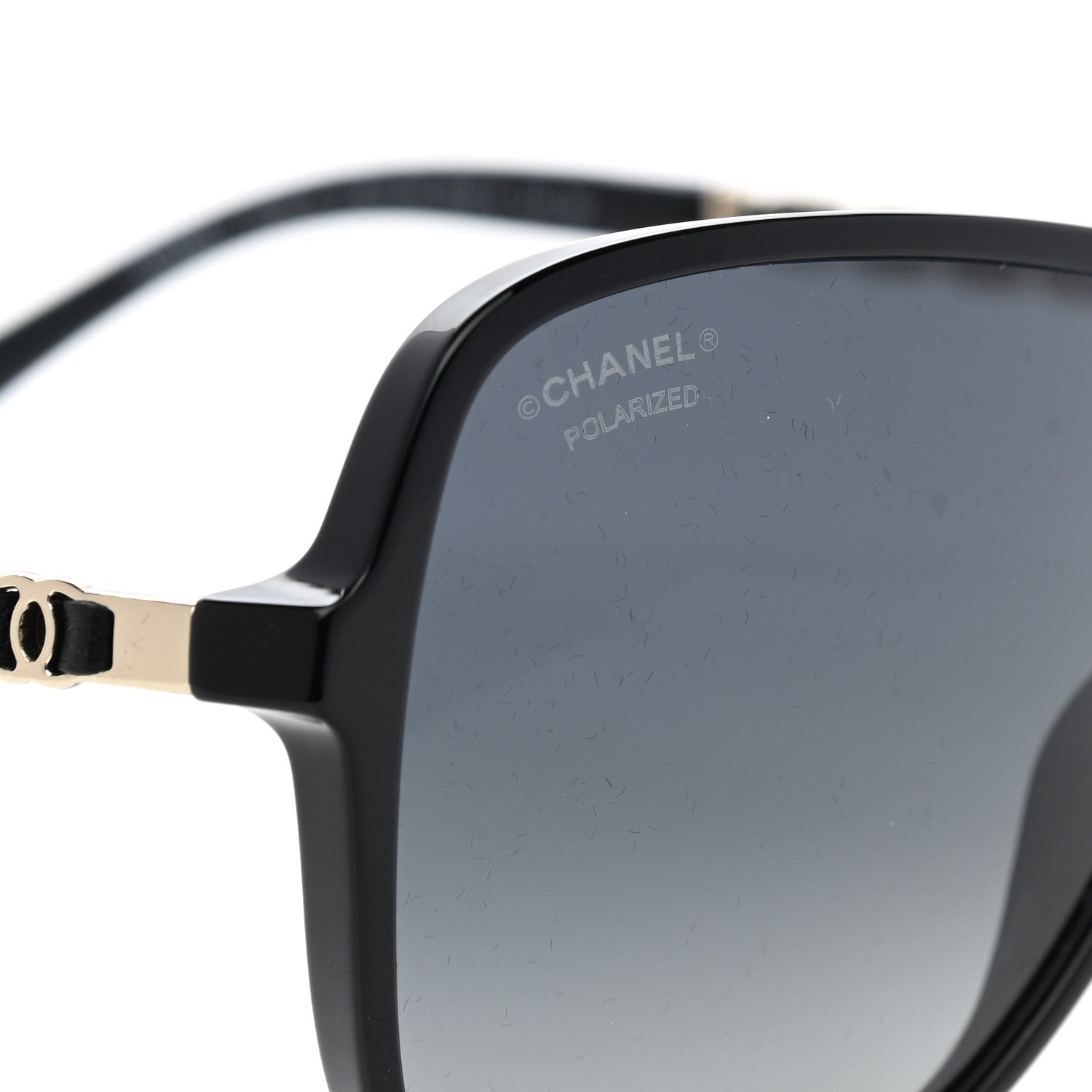 Chanel Metal Calfskin Polarized CC Chain Polarized Pilot Sunglasses 5439-Q Black 7 of 8