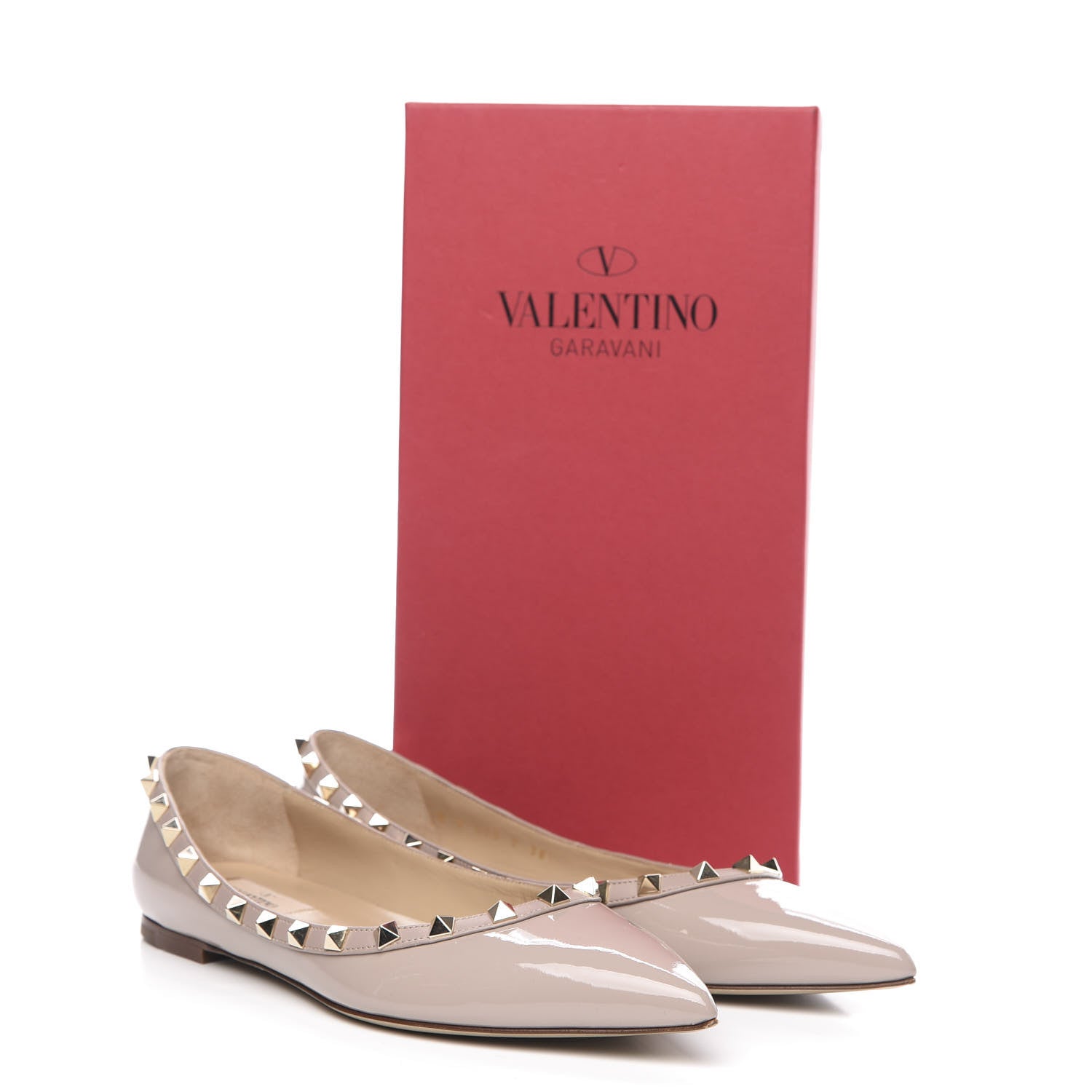 Valentino Garavani Patent Rockstud Ballerina Flats 38 Poudre 9 of 9