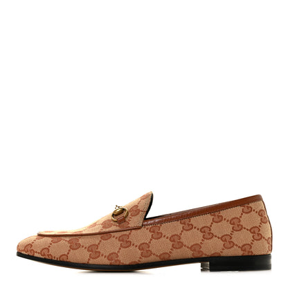 Gucci Canvas GG Monogram Horsebit Womens Jordaan Loafers 39.5 Beige Ruggine Rust 1 of 9