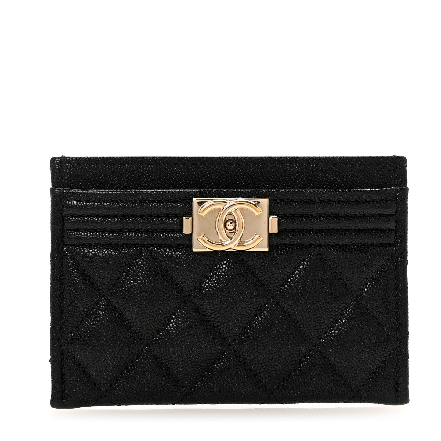 Caviar Quilted Boy Card Holder Black