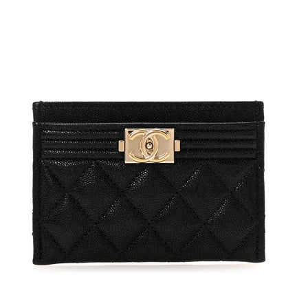 Chanel Caviar Quilted Boy Card Holder Black 1 of 9