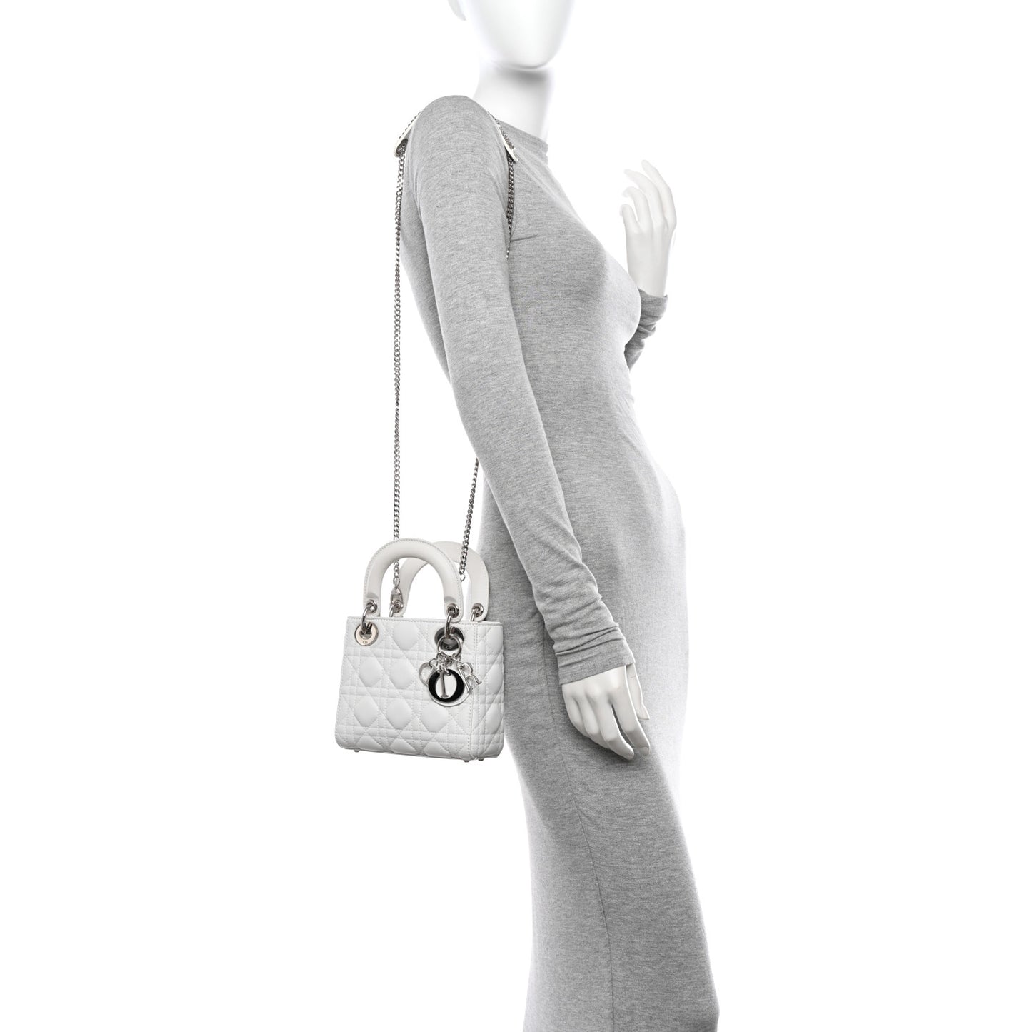 Lambskin Cannage Mini Lady Dior White