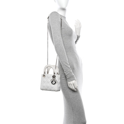 Christian Dior Lambskin Cannage Mini Lady Dior White 2 of 11