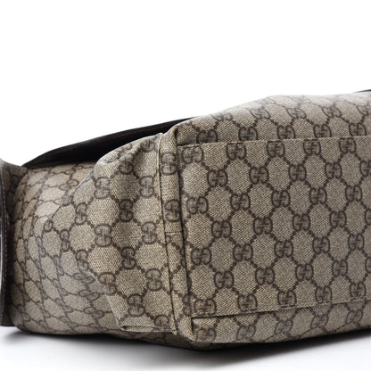 Gucci GG Supreme Monogram Selleria Calfskin Messenger Diaper Bag Beige Ebony Cocoa Dark Chocolate 7 of 13