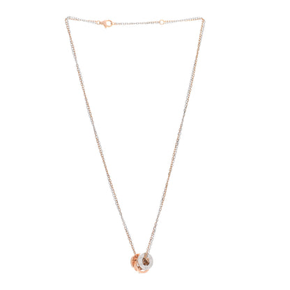 Cartier 18K White Pink Gold Diamond Three Ring LOVE Pendant Necklace 3 of 6