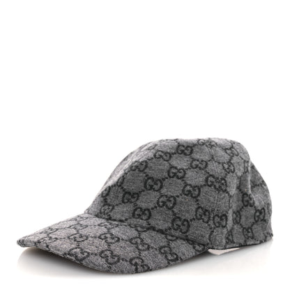 Gucci Covered Wool GG Monogram Baseball Hat L Grey Dark Grey Black 1 of 10