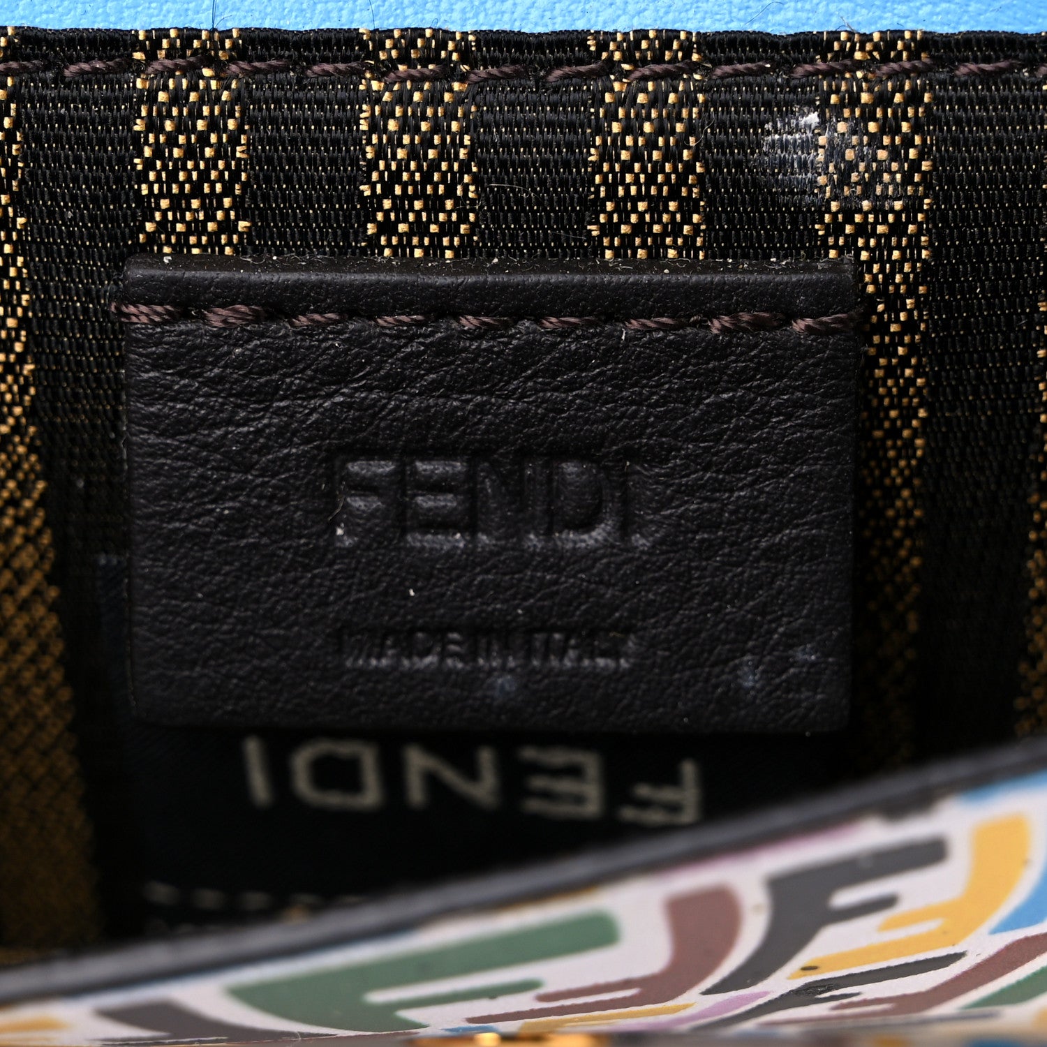 Fendi X SARAH COLEMAN Vitello Liberty Ceylon Micro FF Fish Eye Embossed Fold Over Card Holder Wallet Multicolor Cyber Blue 9 of 12