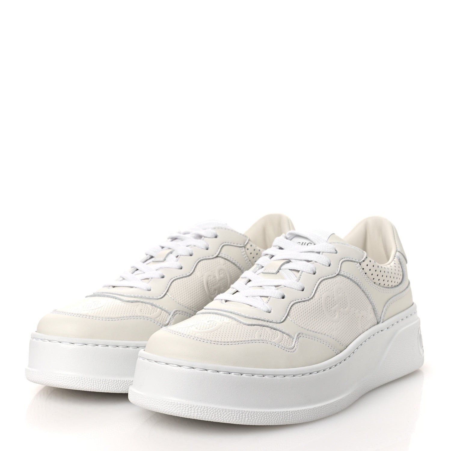 Gucci Calfskin GG Tennis Embossed Perforated Womens Platform 55mm Sneakers 40.5 Great White 4 of 11