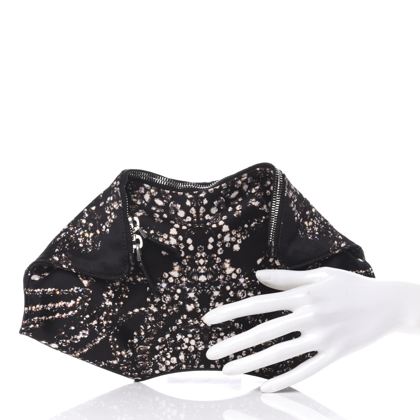 Silk Dandelion Print De Manta Clutch Black
