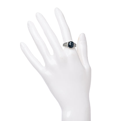 David Yurman Sterling Silver Diamond Hampton Blue Topaz 10mm Petite Wheaton Ring 56 7.5 2 of 5