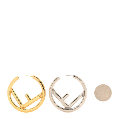 Fendi Metal FF Hoop Earrings Gold Silver 2 of 5