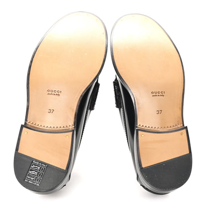 Gucci Millennial Ribot Cut Out Interlocking G Loafers 37 Black 6 of 9