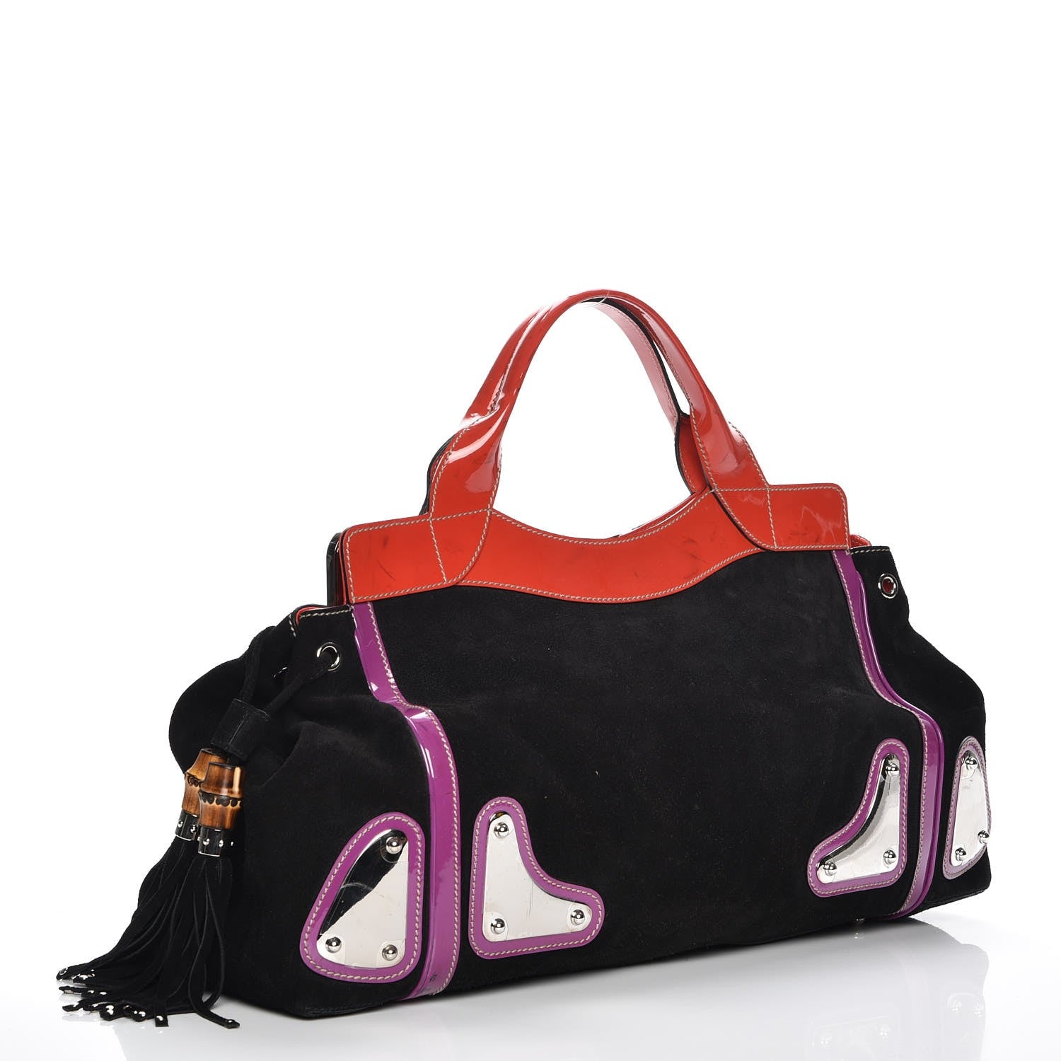 Gucci Suede Race Medium Top Handle Tote Black 3 of 14