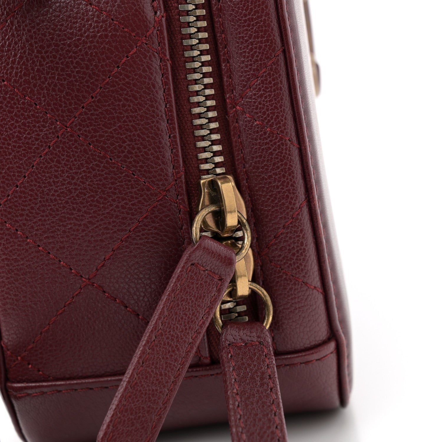 Chanel Shiny Calfskin Goatskin Quilted Small Coco Curve Vanity Burgundy 12 of 14