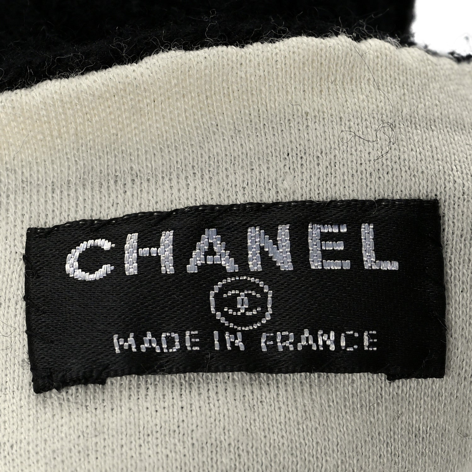 Chanel Cashmere Wool Lambskin Logo Fingerless Gloves 7.5 Black 3 of 4