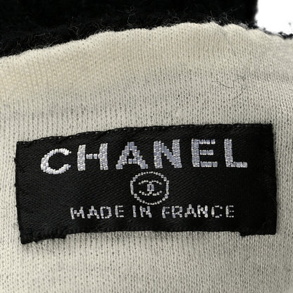 Chanel Cashmere Wool Lambskin Logo Fingerless Gloves 7.5 Black 3 of 4