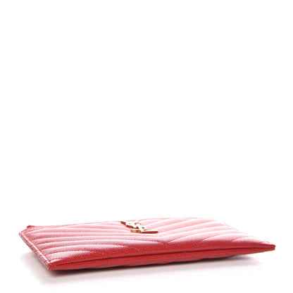 Saint Laurent Grain De Poudre Chevron Monogram Bill Pouch Bandana Red 4 of 8