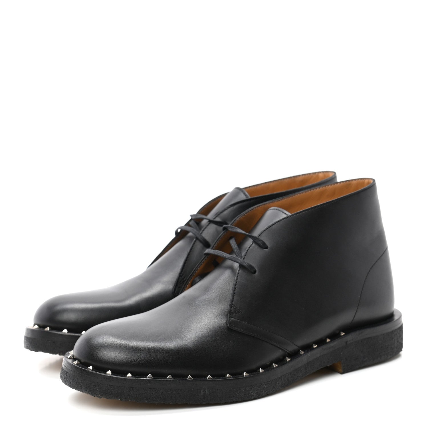 Valentino Garavani Calfskin Rockstud Mens Desert Ankle Boots 40 Black 3 of 8