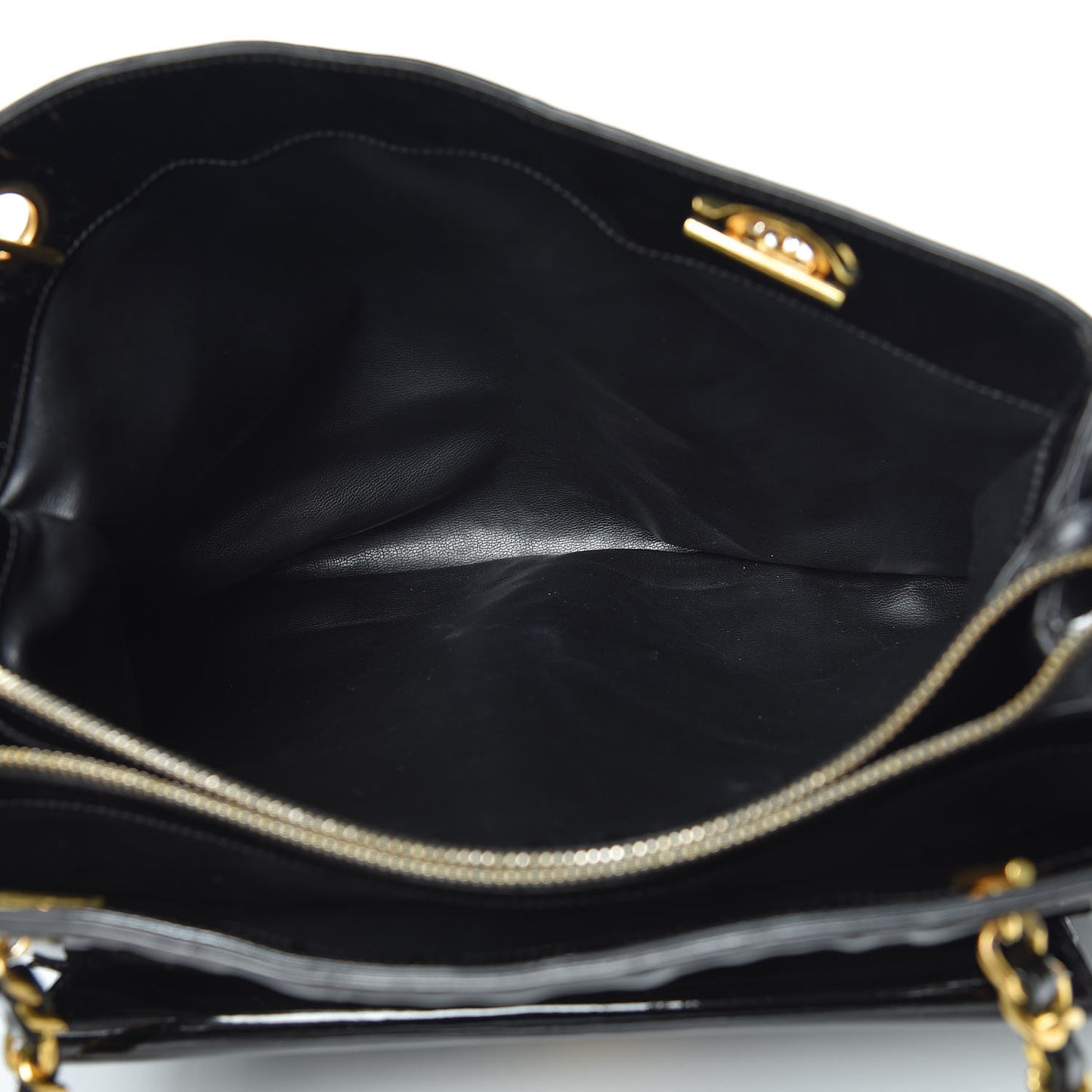 Patent Flap Shoulder Bag Black