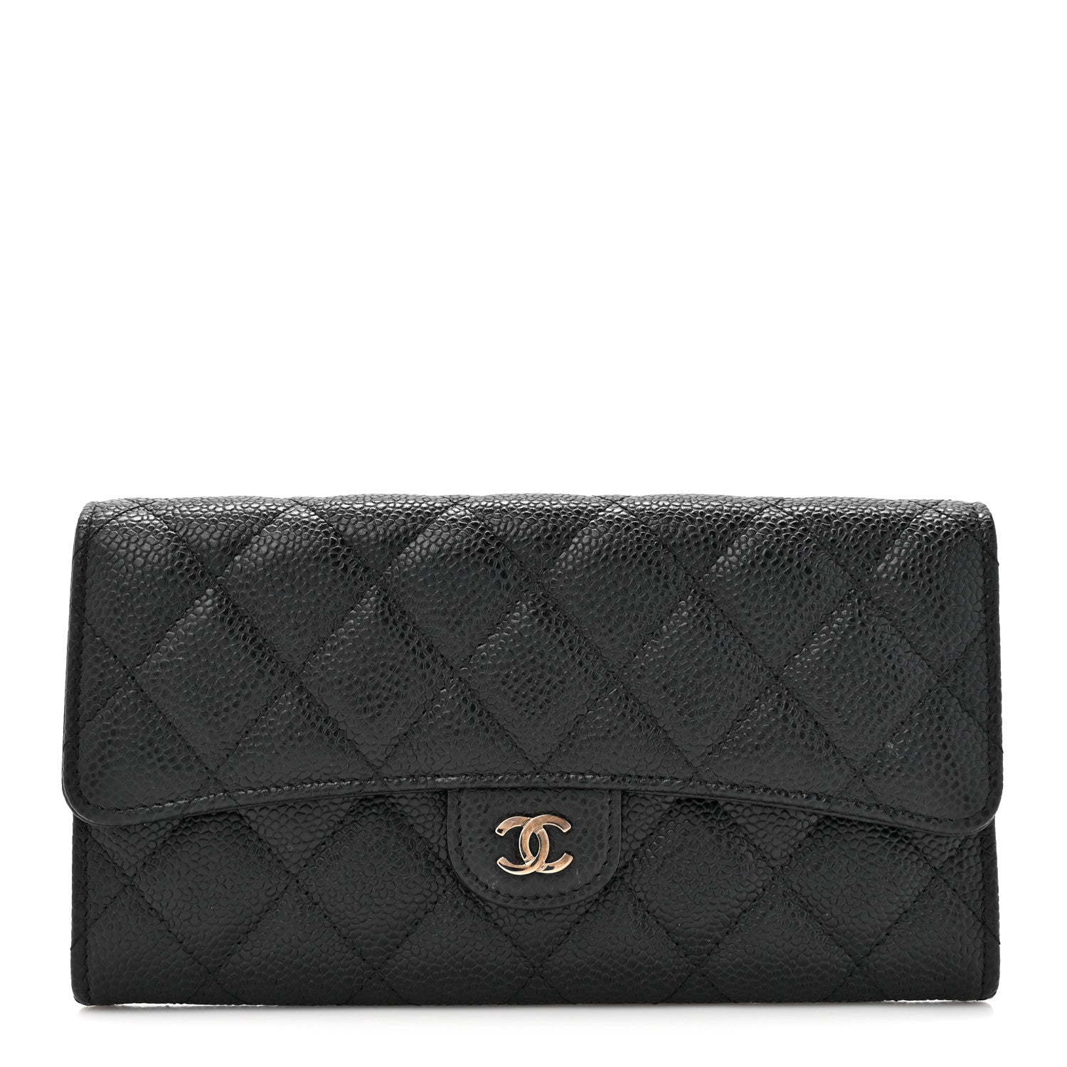 Chanel Caviar Quilted Large Gusset Flap Wallet Black 1 of 9