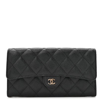 Chanel Caviar Quilted Large Gusset Flap Wallet Black 1 of 9