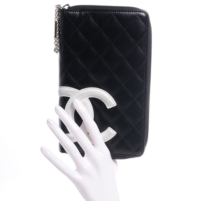 Chanel Calfskin Cambon Zip Around Organizer Wallet Black White 2 of 9