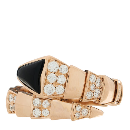 Bulgari 18K Rose Gold Diamond Black Onyx Serpenti Viper Ring XXL 1 of 5