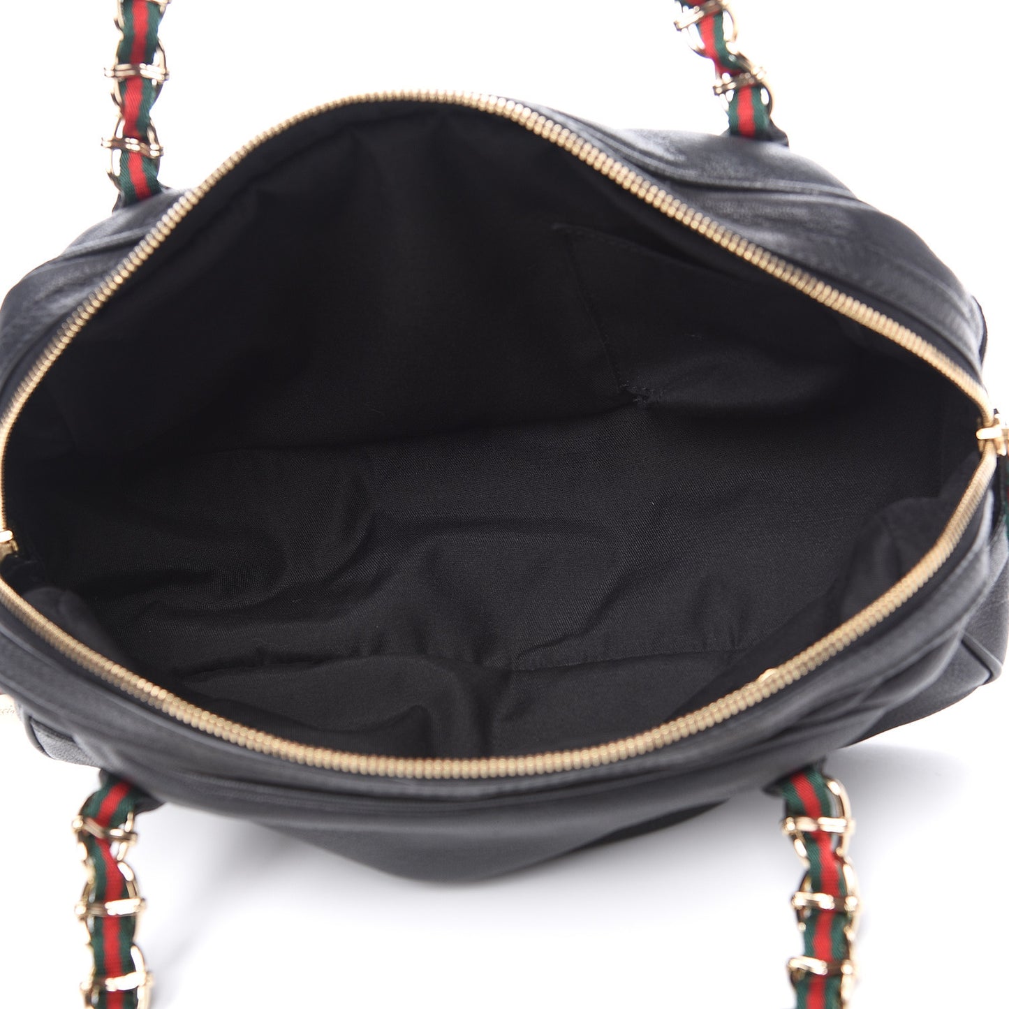 Pebbled Calfskin Chain Web Shoulder Bag Black