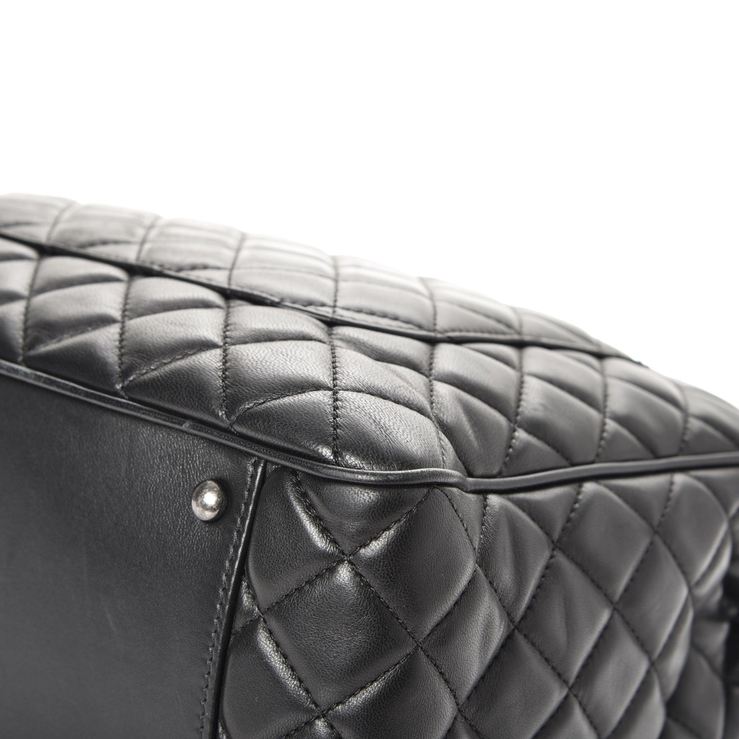 Lambskin Quilted Front Flap Tote Black