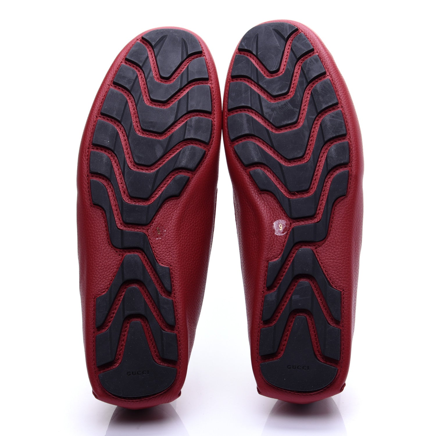 Gucci Calfskin Web Mens Driver Loafers 9 Red 11 of 13