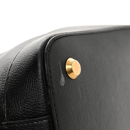 Balenciaga Grained Calfskin Logo S Ville Top Handle Bag Black White 11 of 15