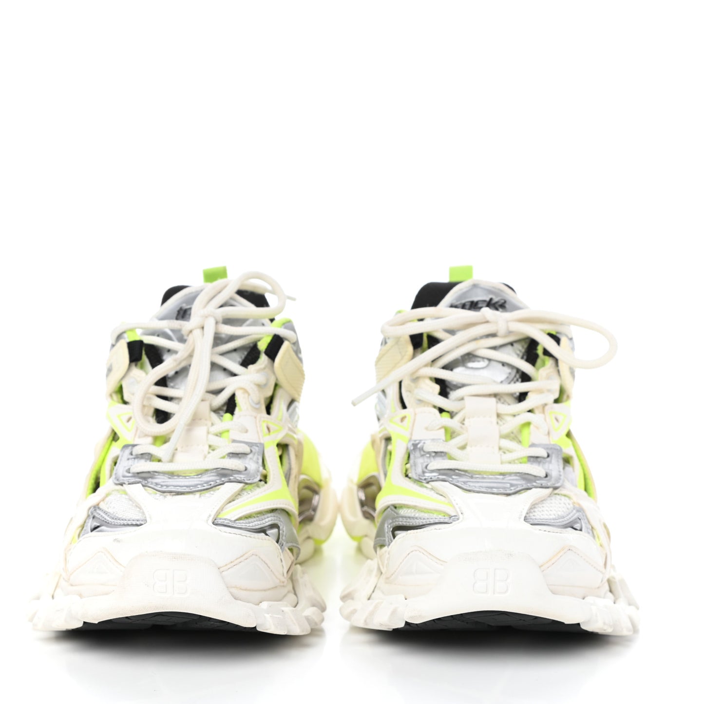 Rubber Mesh Bi-Color Womens Track.2 Open Sneakers 7 White Fluo Yellow