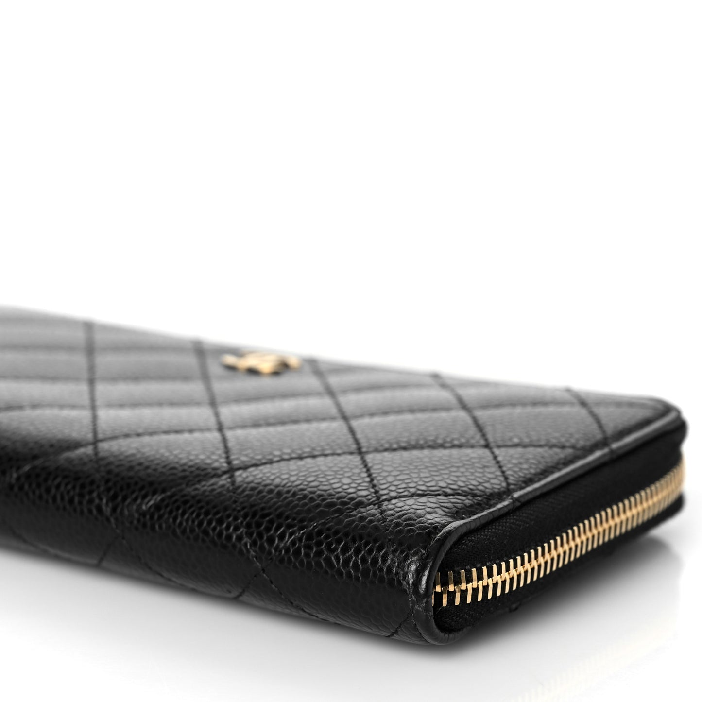 Caviar Quilted Large Gusset Zip Around Wallet Black