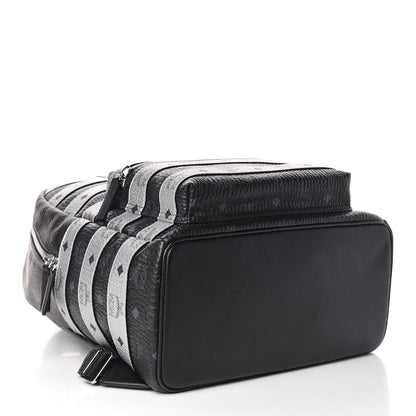 MCM Metallic Visetos Striped Medium Stark Backpack Silver Black 4 of 11