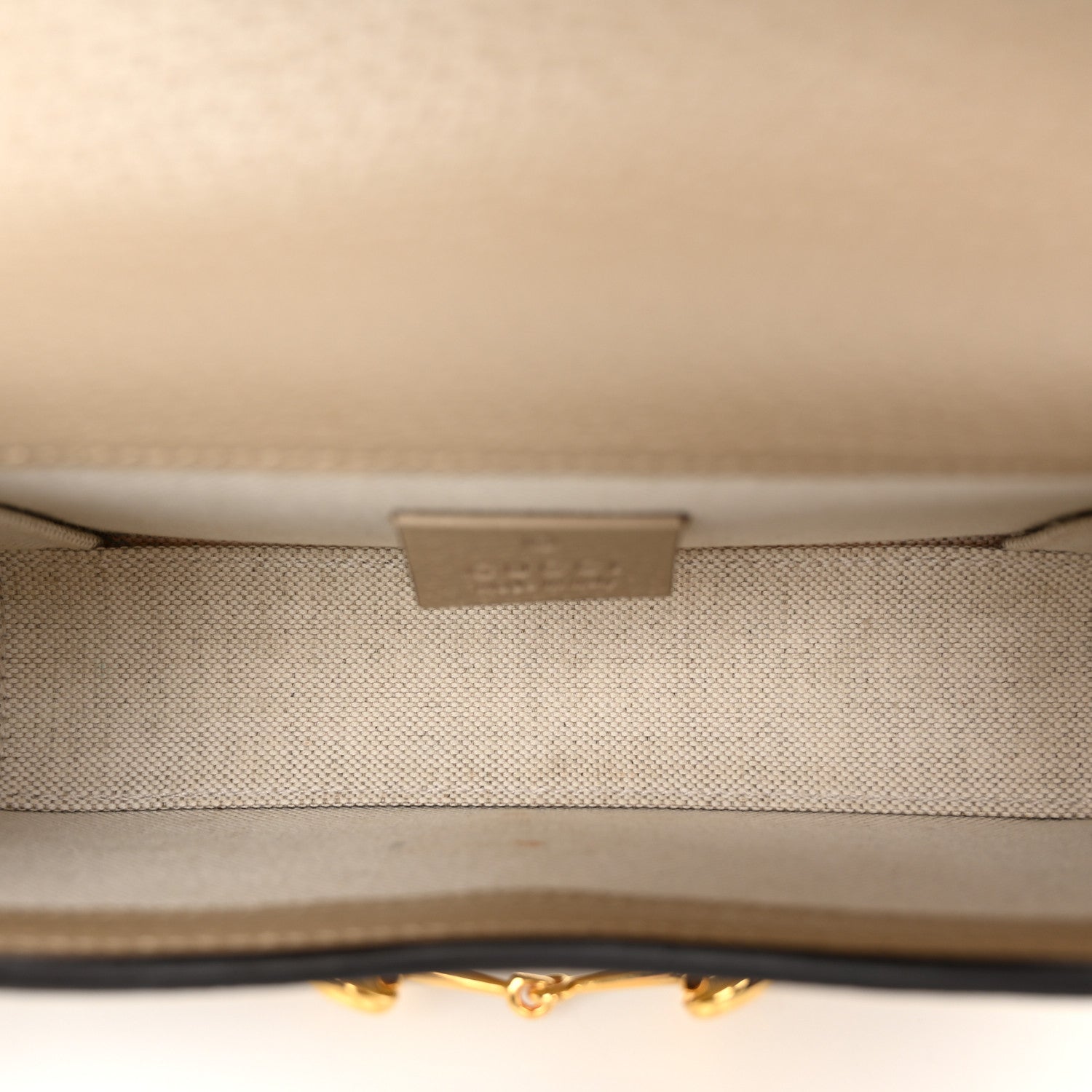 Gucci GG Supreme Monogram Textured Dollar Calfskin Mini Horsebit 1955 Shoulder Bag Beige Mystic White Oatmeal 5 of 11