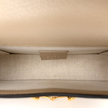Gucci GG Supreme Monogram Textured Dollar Calfskin Mini Horsebit 1955 Shoulder Bag Beige Mystic White Oatmeal 5 of 11