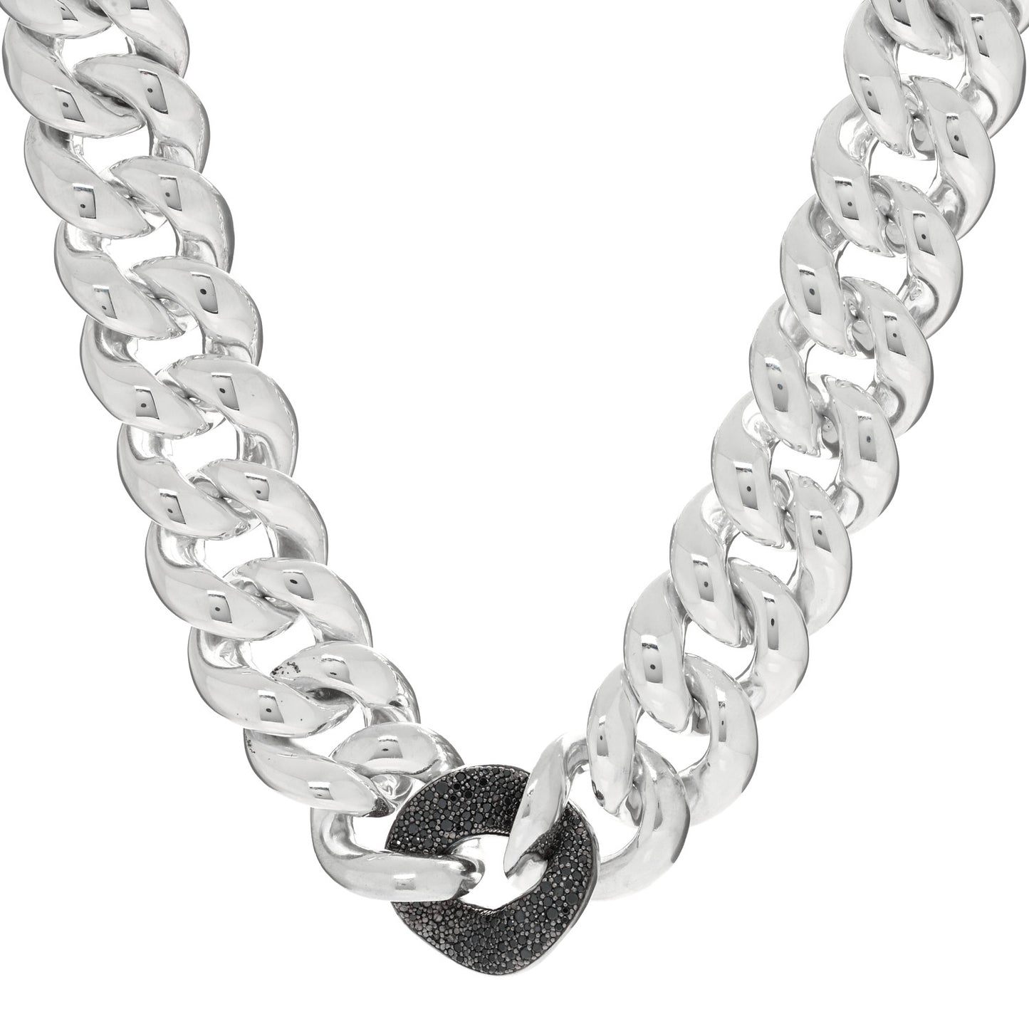 Sterling Silver Black Diamond Cordelia Curb Link Necklace