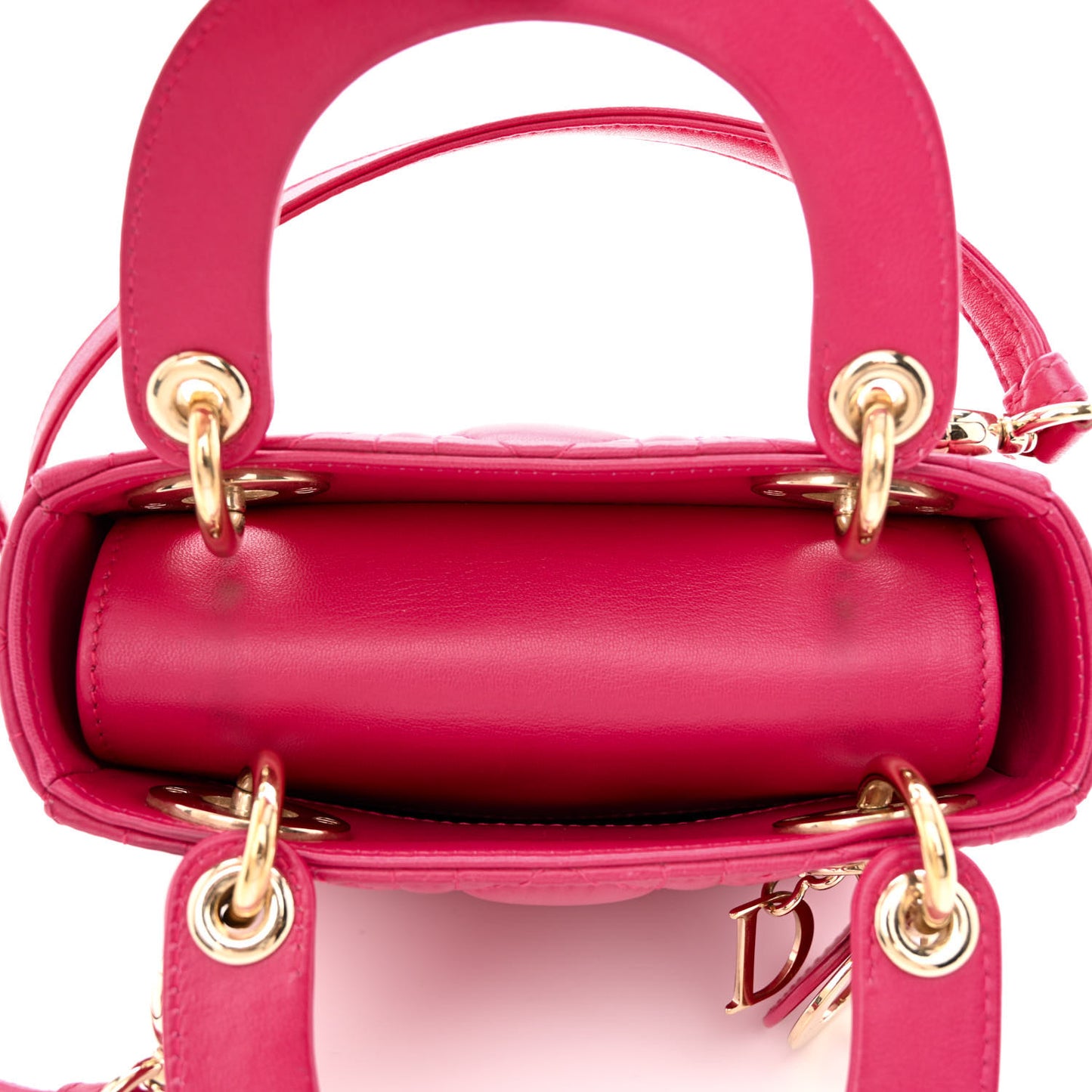 Lambskin Cannage Mini Lady Dior Fuchsia