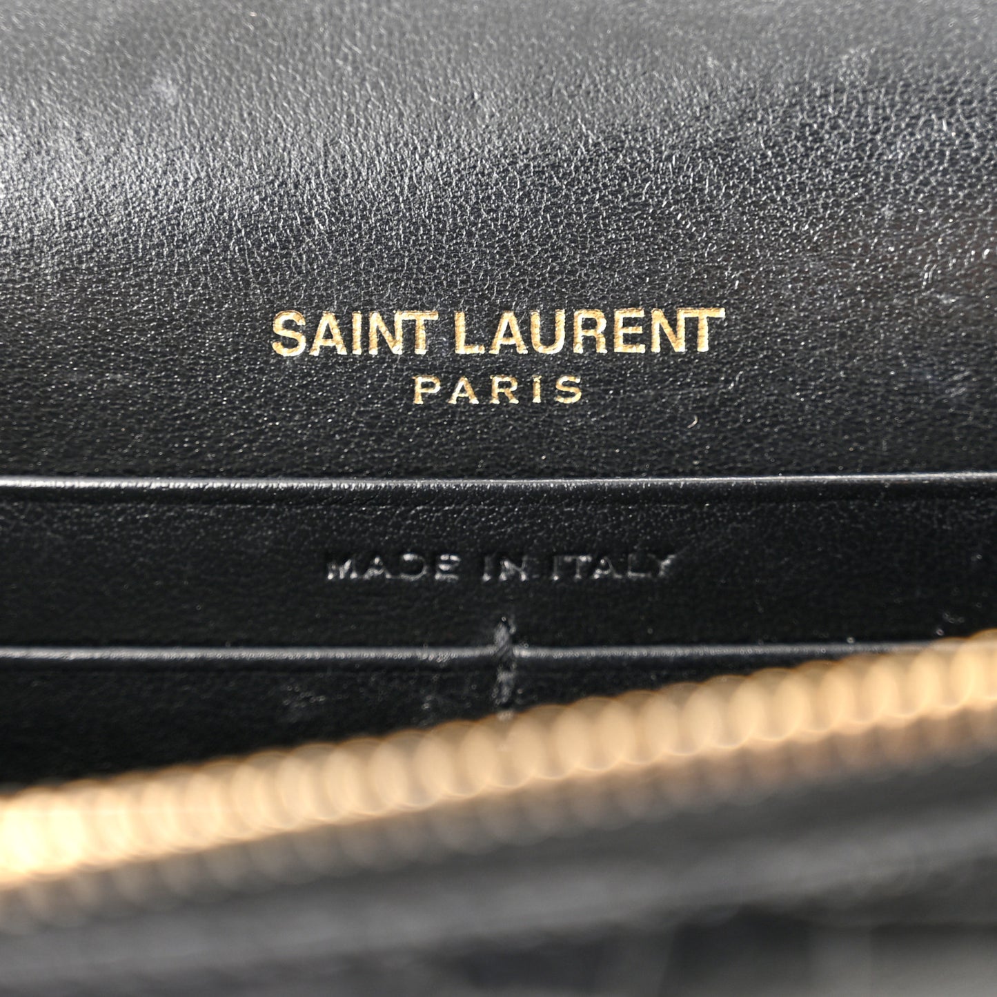 Calfskin Crocodile Embossed Kate Monogram Tassel Chain Wallet Black