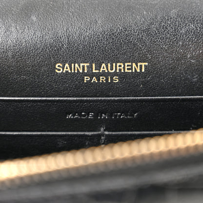 Saint Laurent Calfskin Crocodile Embossed Kate Monogram Tassel Chain Wallet Black 5 of 8