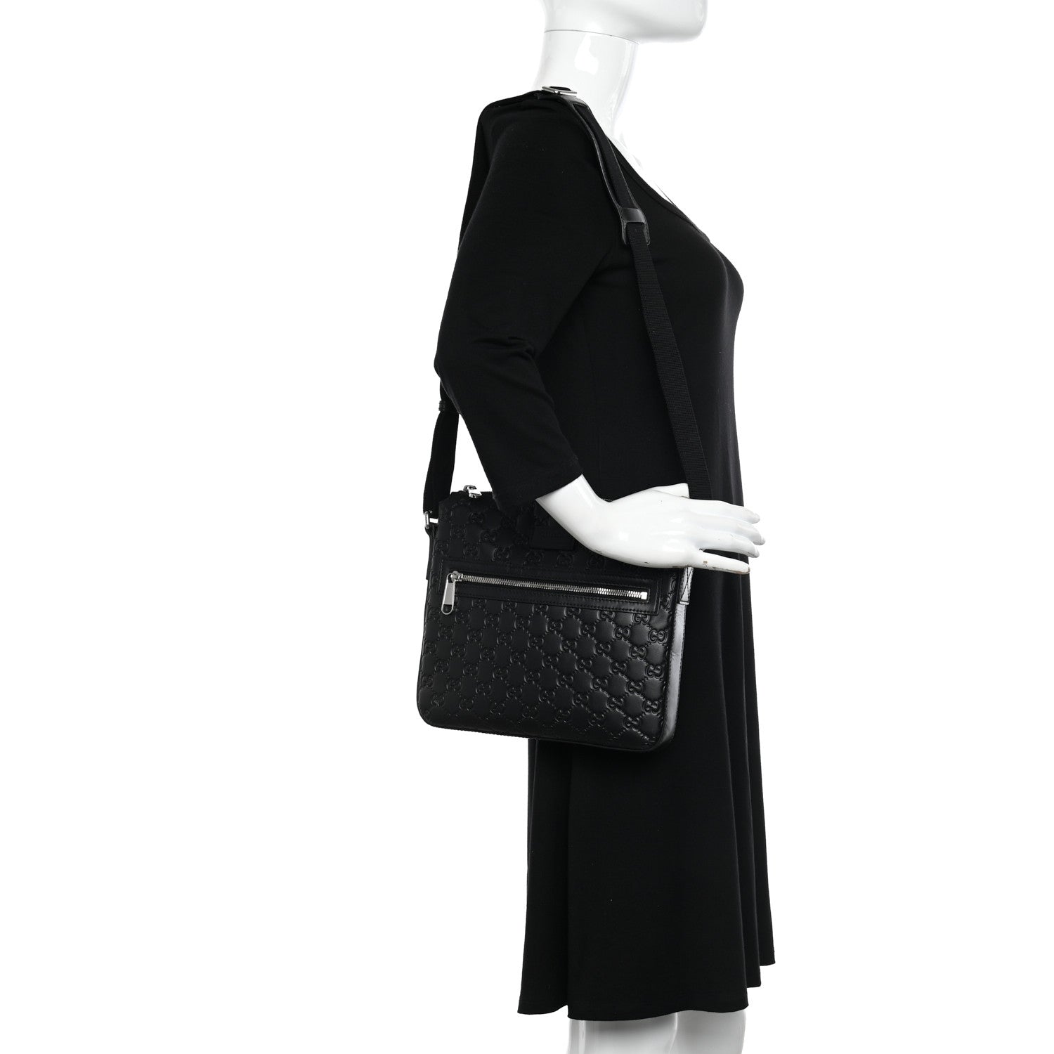 Gucci Guccissima Signature Small Messenger Bag Black 2 of 13