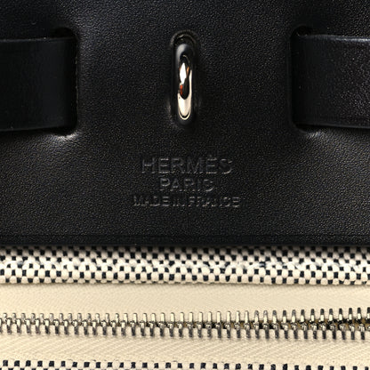 Hermes Vache Hunter Toile H Pegase Pop Herbag Zip Retourne 31 PM Bleu Indigo Ecru Black 7 of 12