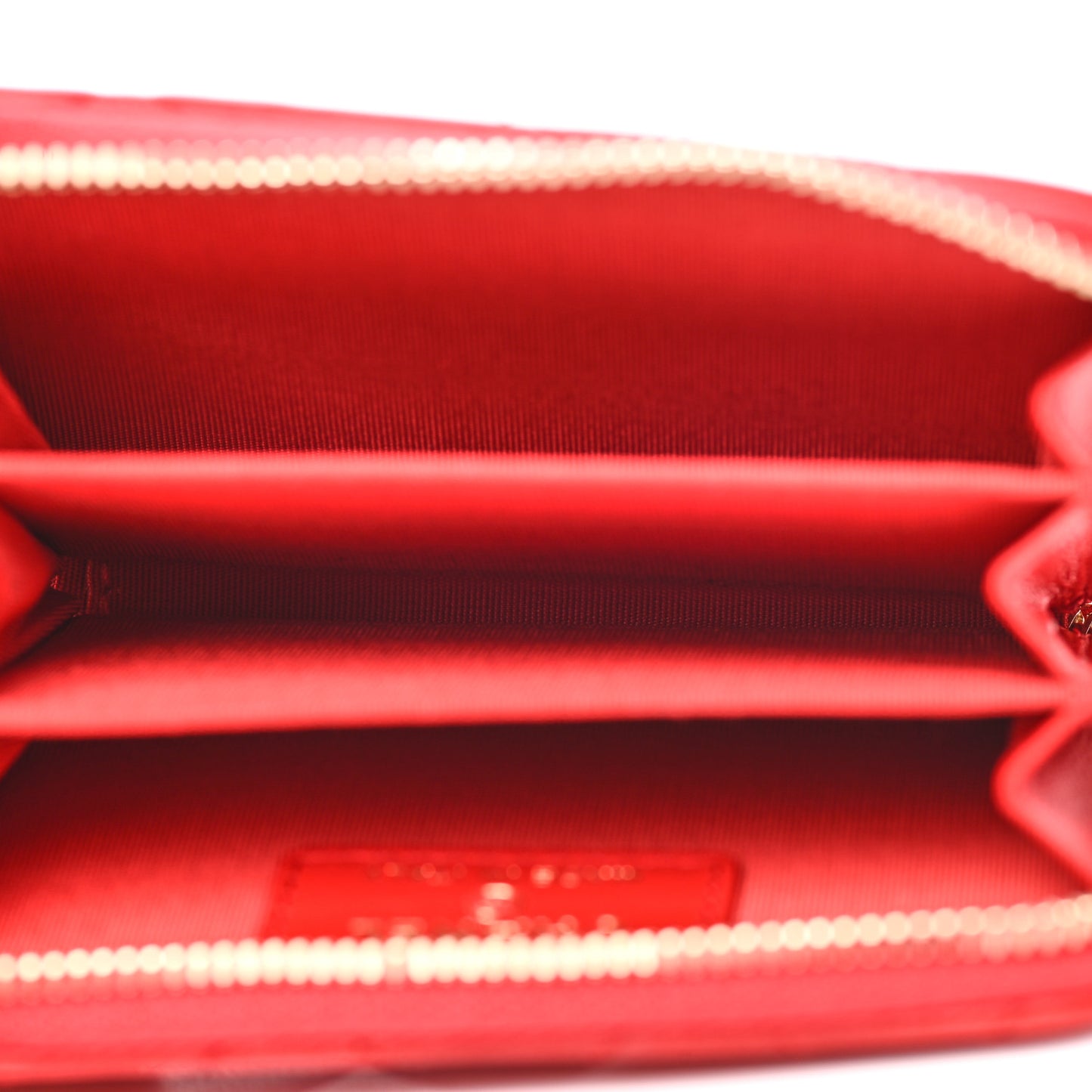 Lambskin Quilted Camellia Zip Coin Purse Red